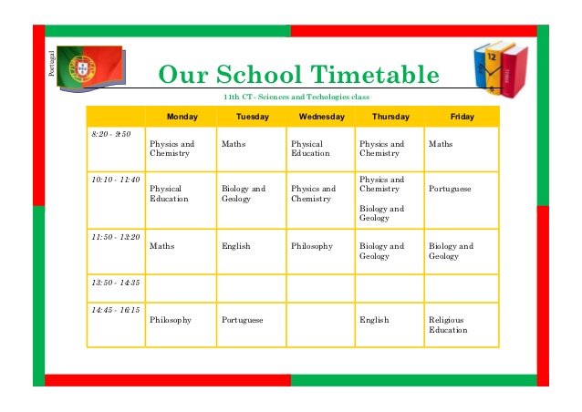 high school timetable 2019